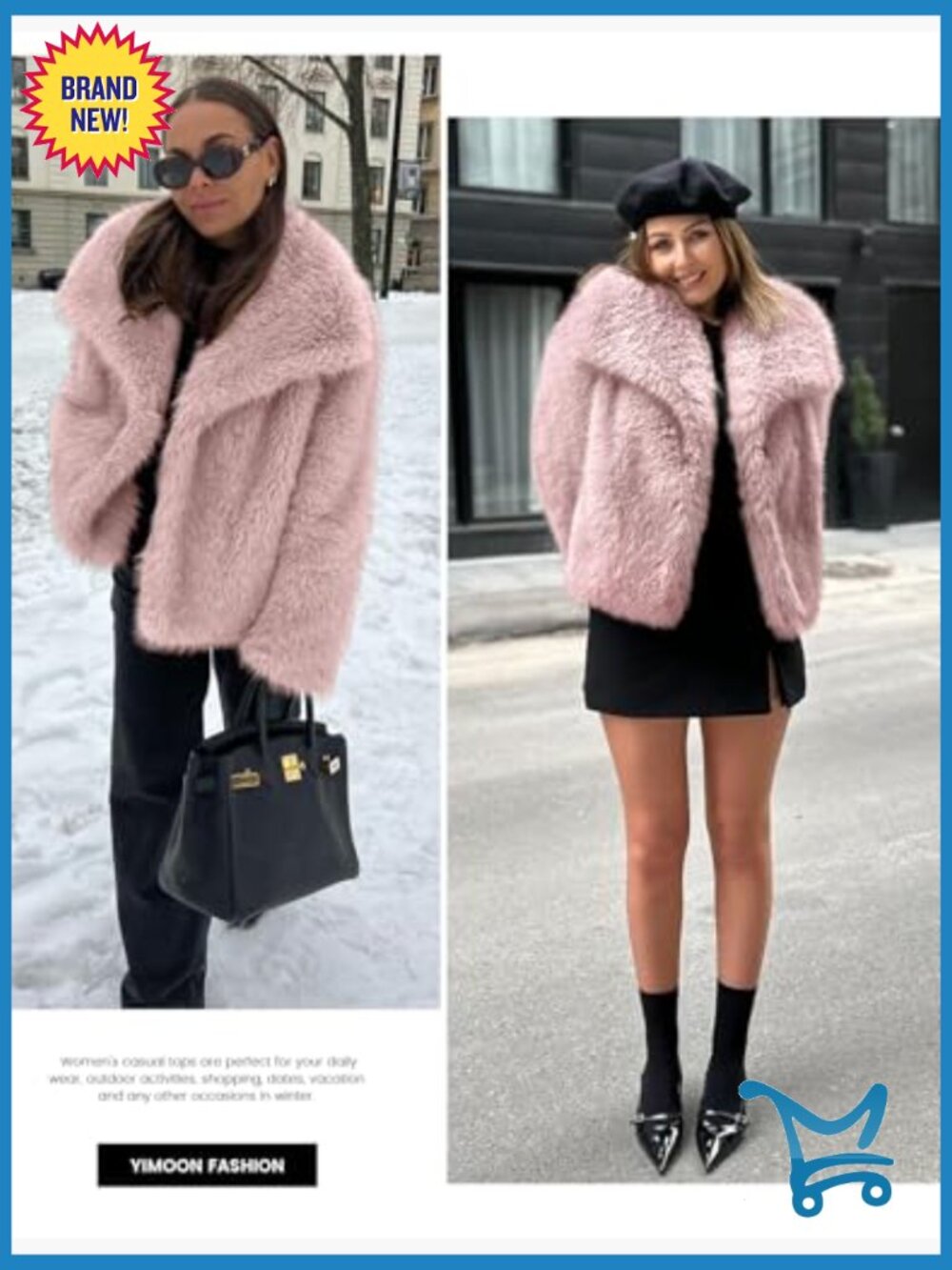 Faux Fur Coat Lapel Open Front Fluffy Shaggy Jacket Winter Warm Furry Overcoat - Picture 6 of 7